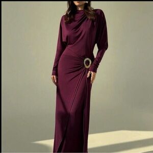 Elegant Purple Long Sleeve Dress